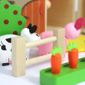 Wooden Farm Playset - Eco-Friendly, Portable, & Ready-to-Play